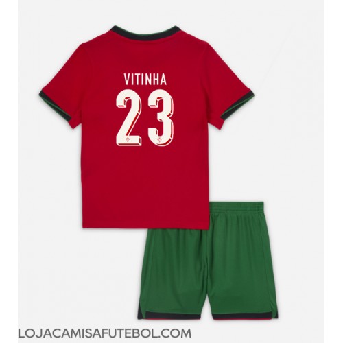 Camisa de Futebol Portugal Vitinha #23 Equipamento Principal Infantil Europeu 2024 Manga Curta (+ Calças curtas)